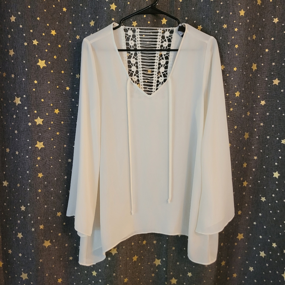Zac & Rachel | Ivory Lace V-Neck Blouse M